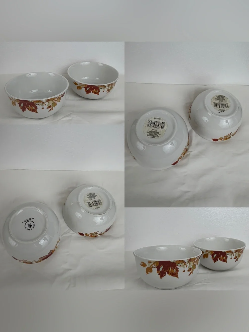 Royal Norfolk Autumn Leaves Fall Acorns Set Of 4 Soup Cereal Bowls